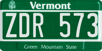 VT license plate ZDR573