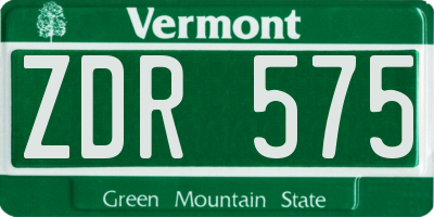 VT license plate ZDR575