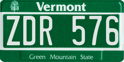 VT license plate ZDR576