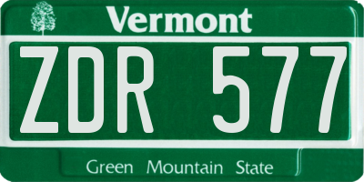 VT license plate ZDR577