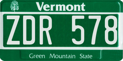VT license plate ZDR578