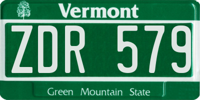 VT license plate ZDR579