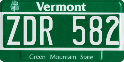 VT license plate ZDR582