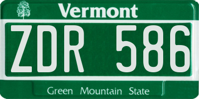 VT license plate ZDR586