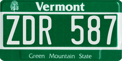 VT license plate ZDR587