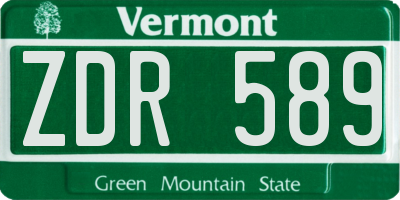 VT license plate ZDR589