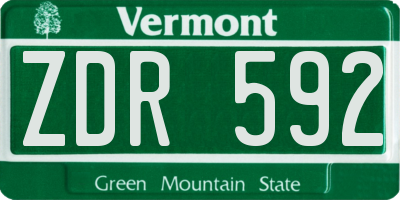 VT license plate ZDR592