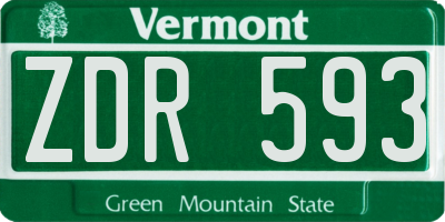 VT license plate ZDR593