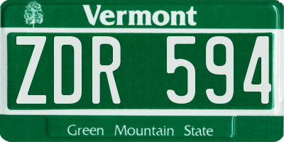 VT license plate ZDR594