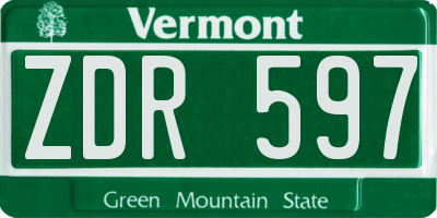 VT license plate ZDR597