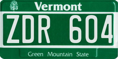 VT license plate ZDR604