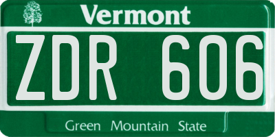 VT license plate ZDR606