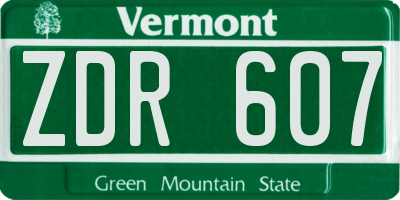 VT license plate ZDR607