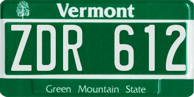 VT license plate ZDR612