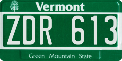 VT license plate ZDR613