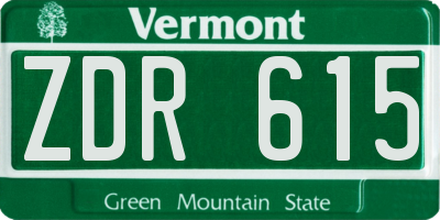 VT license plate ZDR615