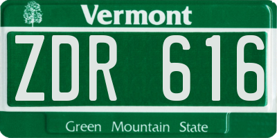VT license plate ZDR616
