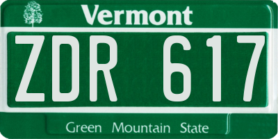 VT license plate ZDR617