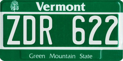 VT license plate ZDR622