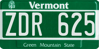 VT license plate ZDR625