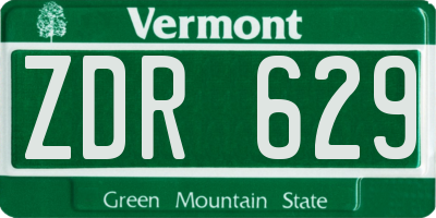 VT license plate ZDR629