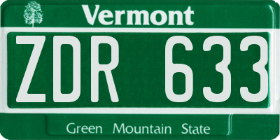 VT license plate ZDR633