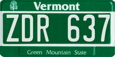 VT license plate ZDR637