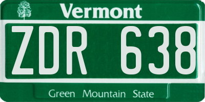 VT license plate ZDR638