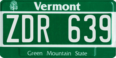 VT license plate ZDR639