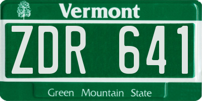VT license plate ZDR641