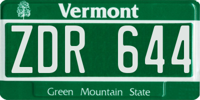 VT license plate ZDR644