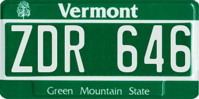 VT license plate ZDR646