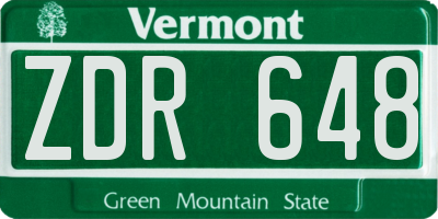 VT license plate ZDR648