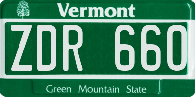 VT license plate ZDR660