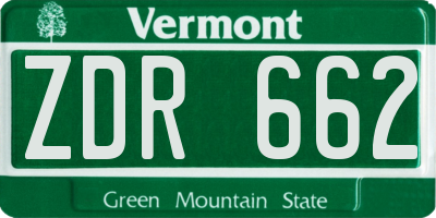 VT license plate ZDR662