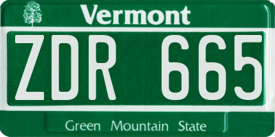 VT license plate ZDR665