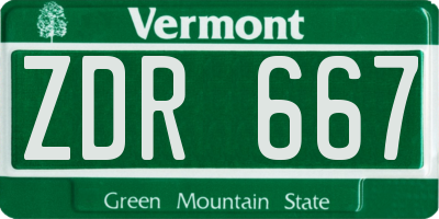 VT license plate ZDR667