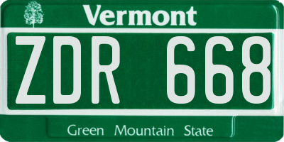 VT license plate ZDR668