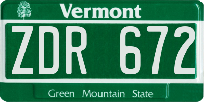 VT license plate ZDR672