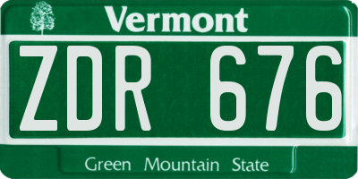 VT license plate ZDR676