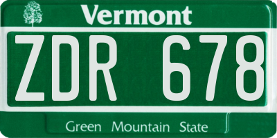 VT license plate ZDR678