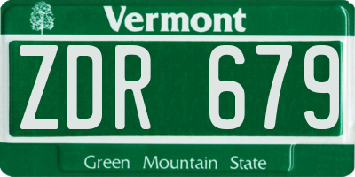 VT license plate ZDR679