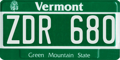 VT license plate ZDR680