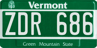 VT license plate ZDR686