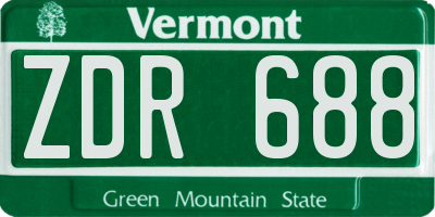 VT license plate ZDR688