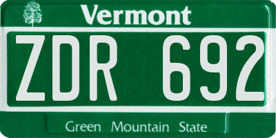 VT license plate ZDR692