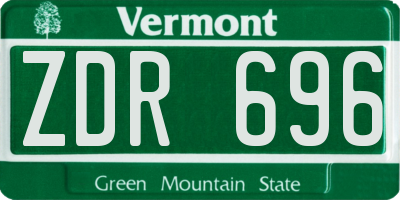 VT license plate ZDR696