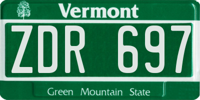 VT license plate ZDR697
