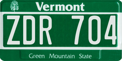 VT license plate ZDR704