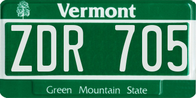 VT license plate ZDR705